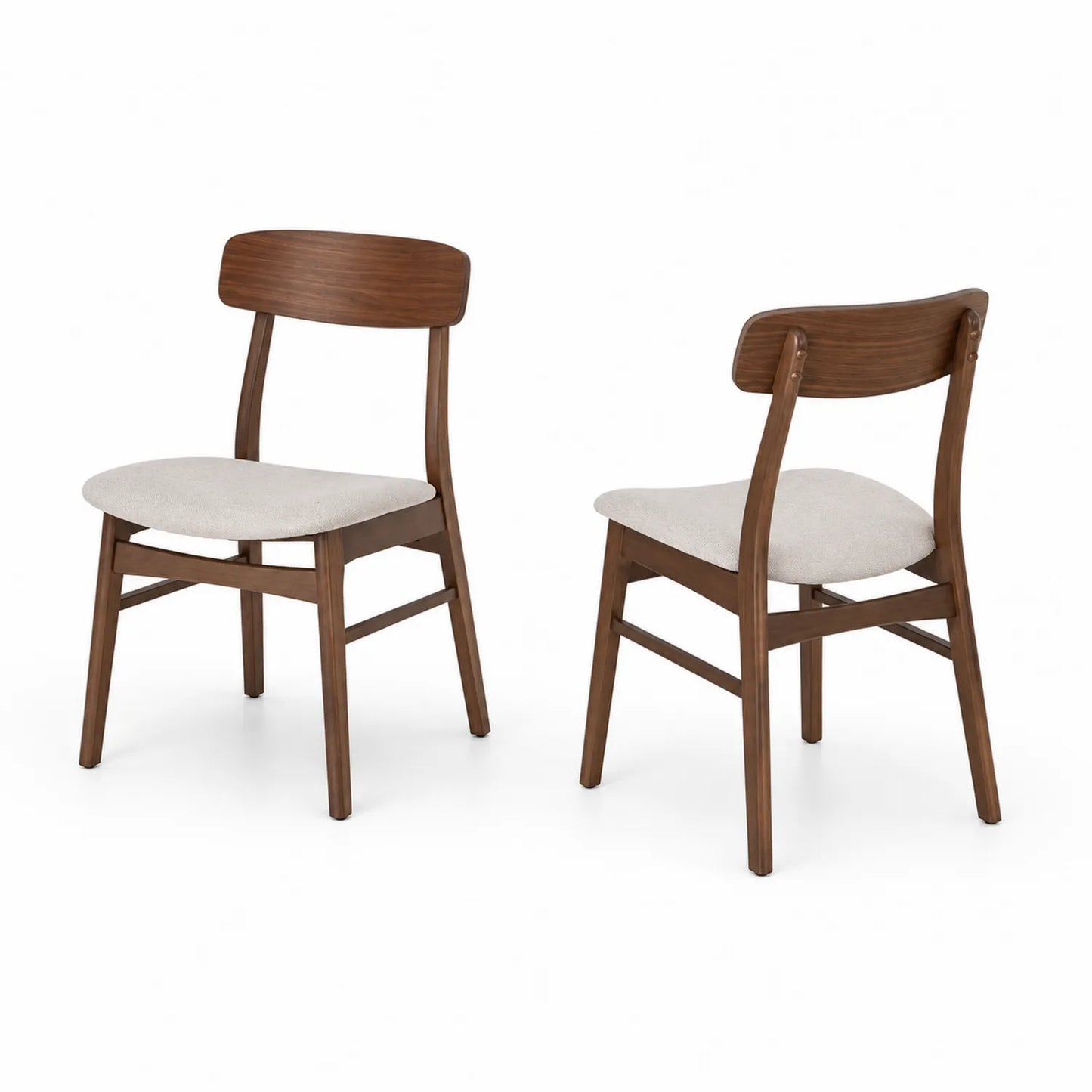 Set de Deux Chaises en Bois de Noyer avec Assise en Tissu