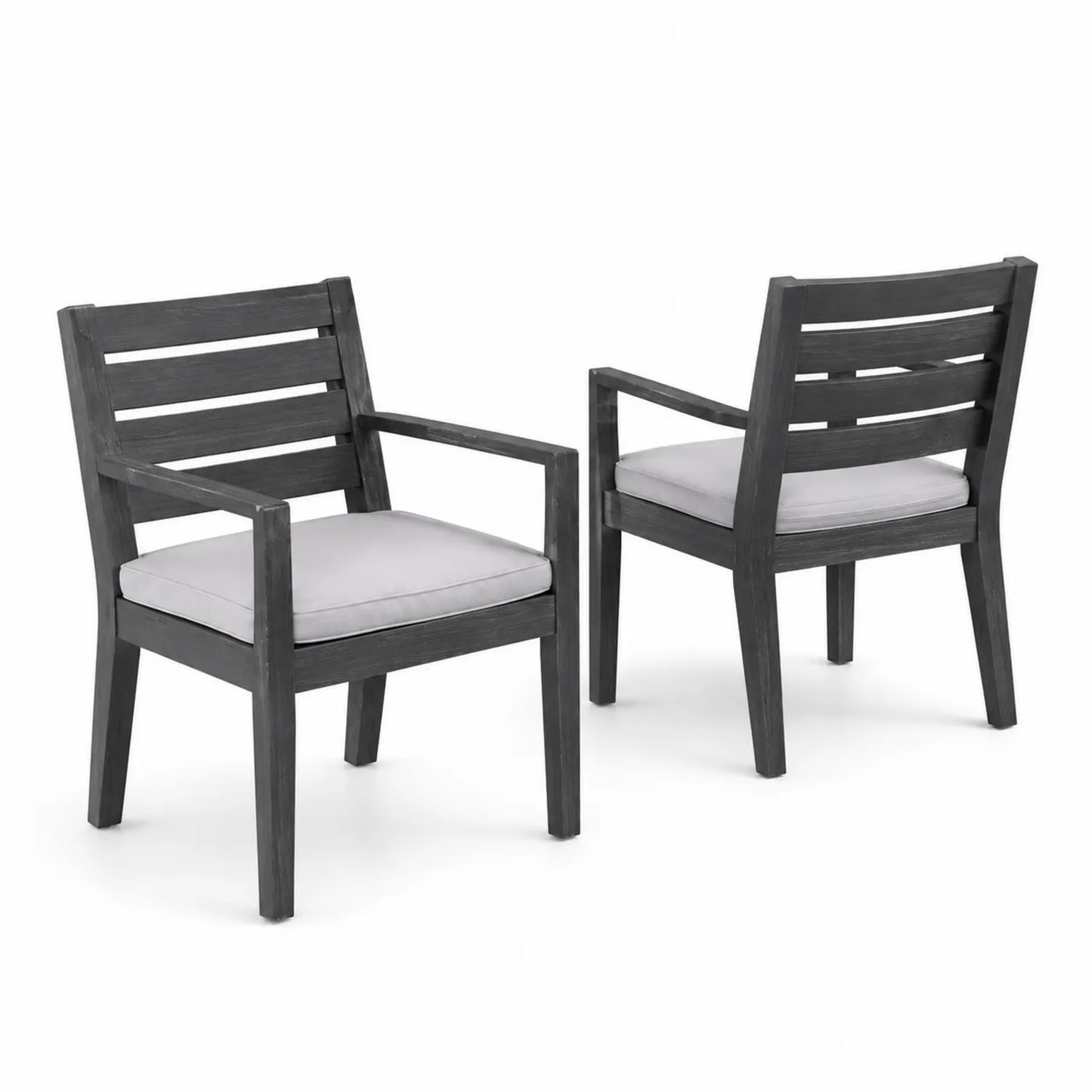 Chaises en bois avec coussins en polyester gris clair