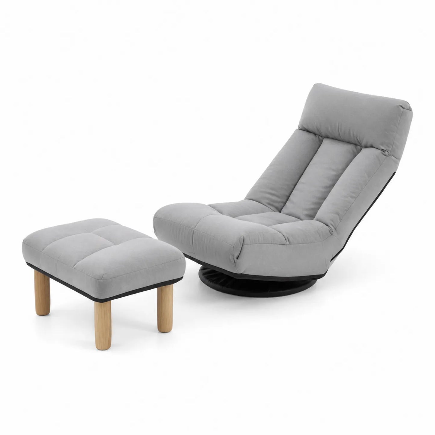 Fauteuil inclinable en tissu polyester gris avec repose-pied
