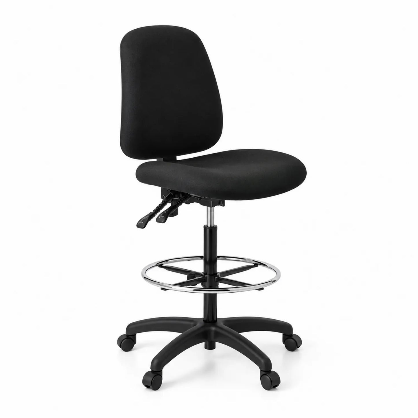 Chaise de bureau en métal et tissu Noir