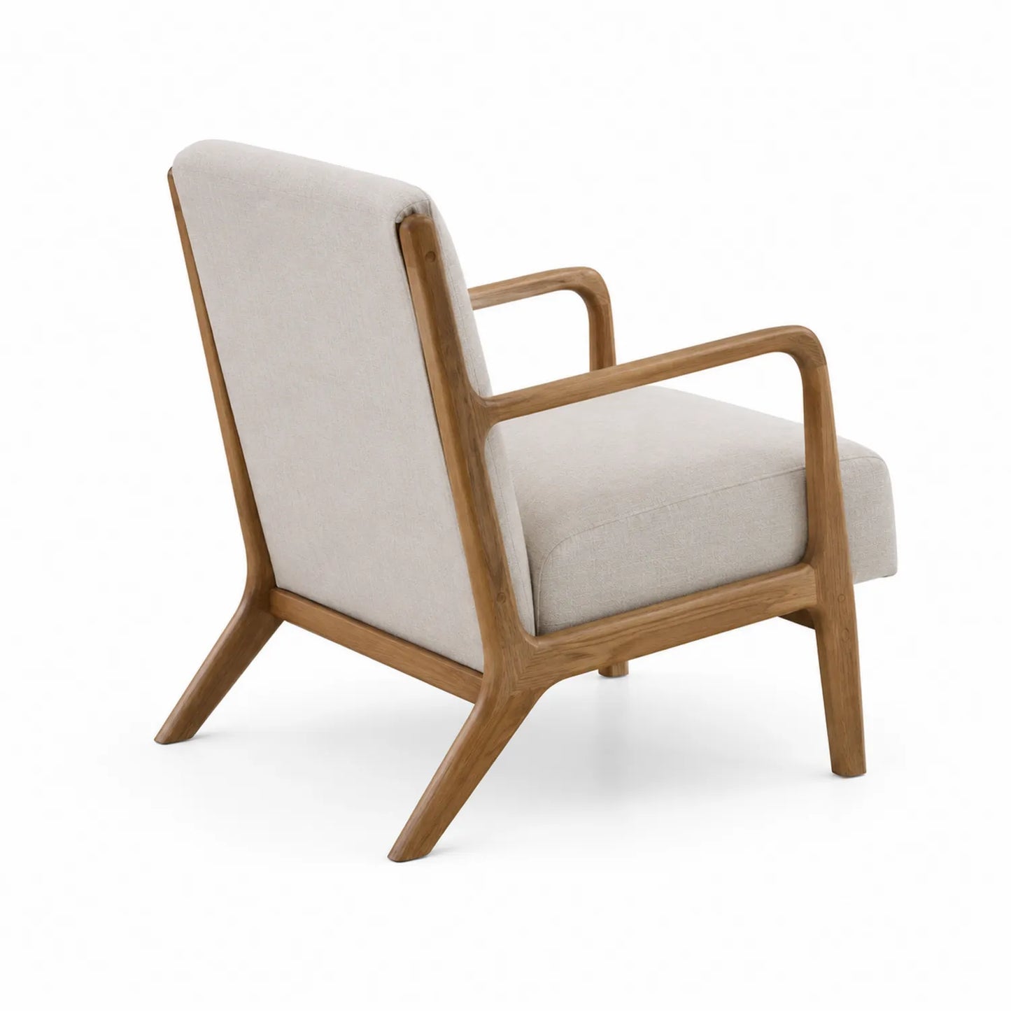 Fauteuil en bois et tissu polyester Beige