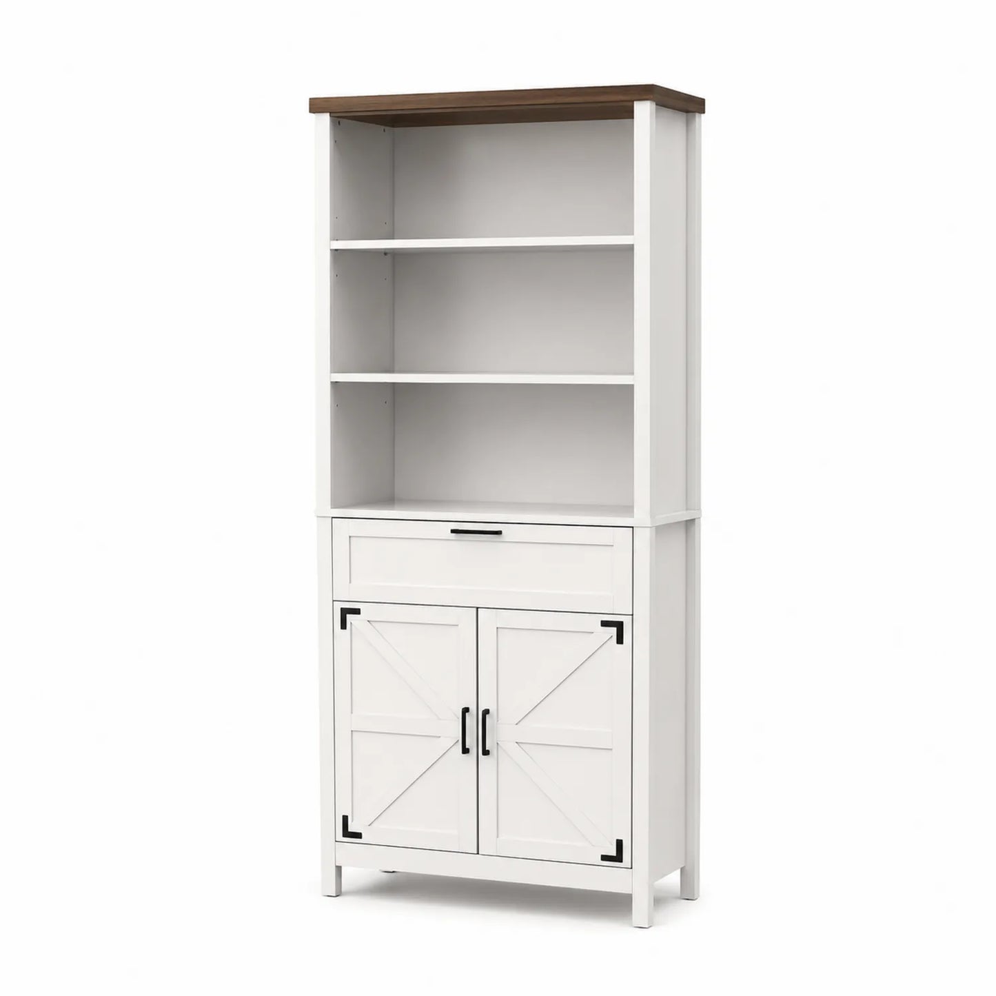 Bibliothèque en MDF Blanc et Brun 180 cm