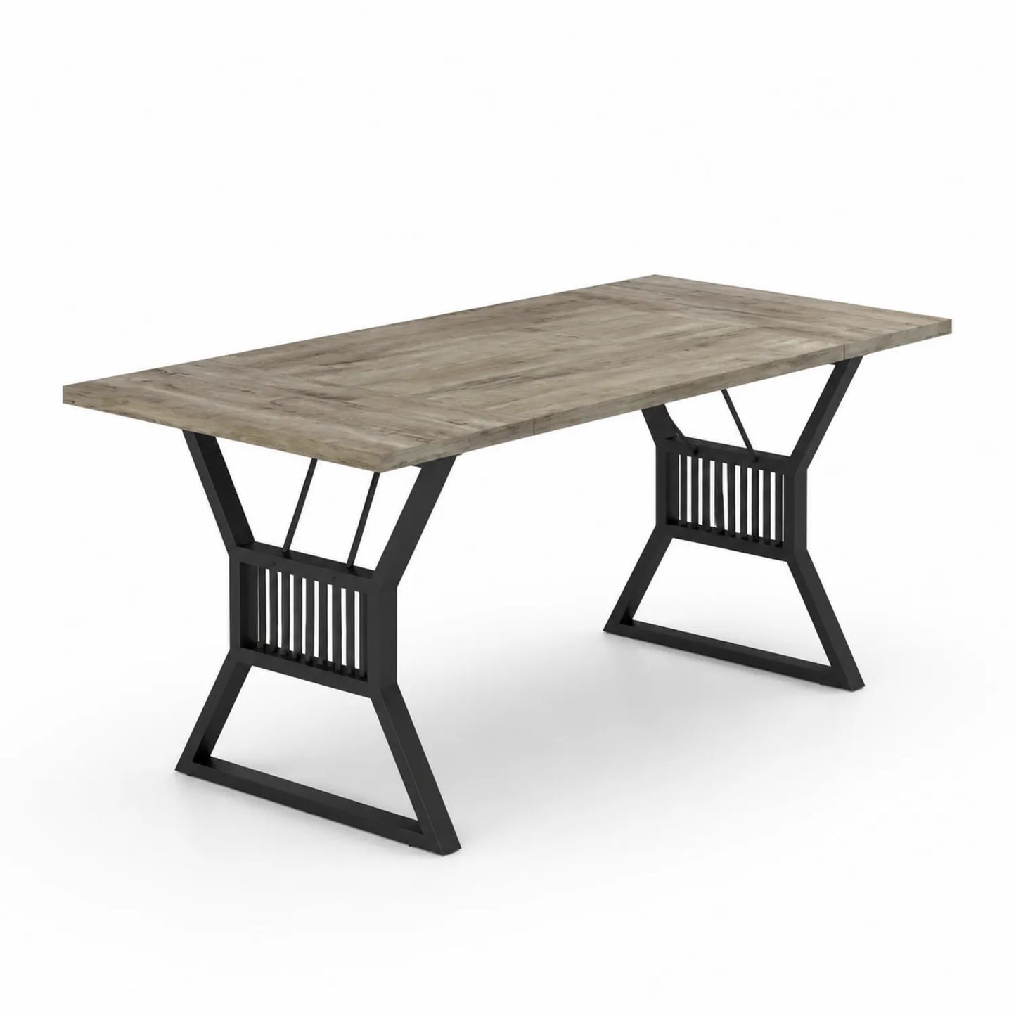 Table de salle à manger en bois et métal 180x90x75 cm