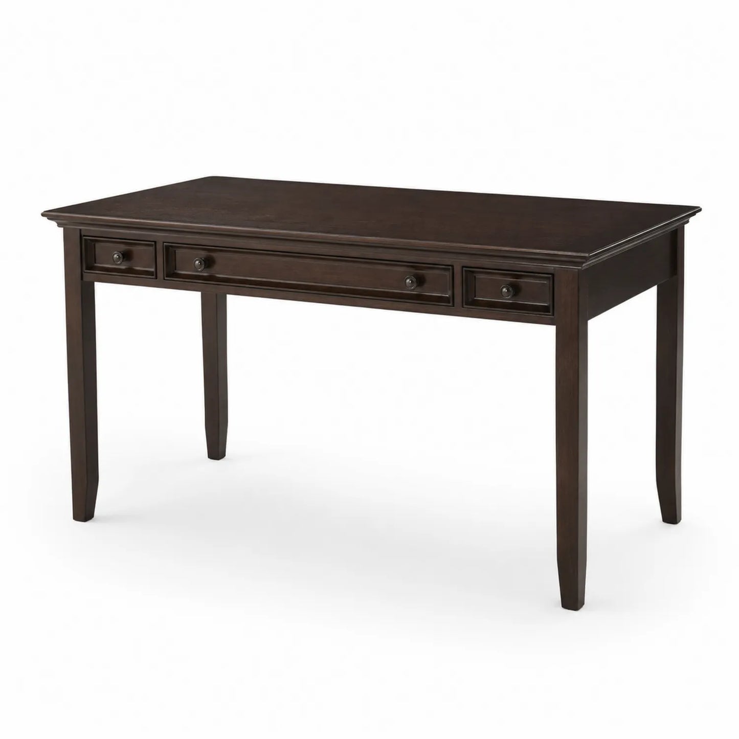 Bureau en bois avec trois tiroirs 150 cm x 70 cm x 75 cm Marron