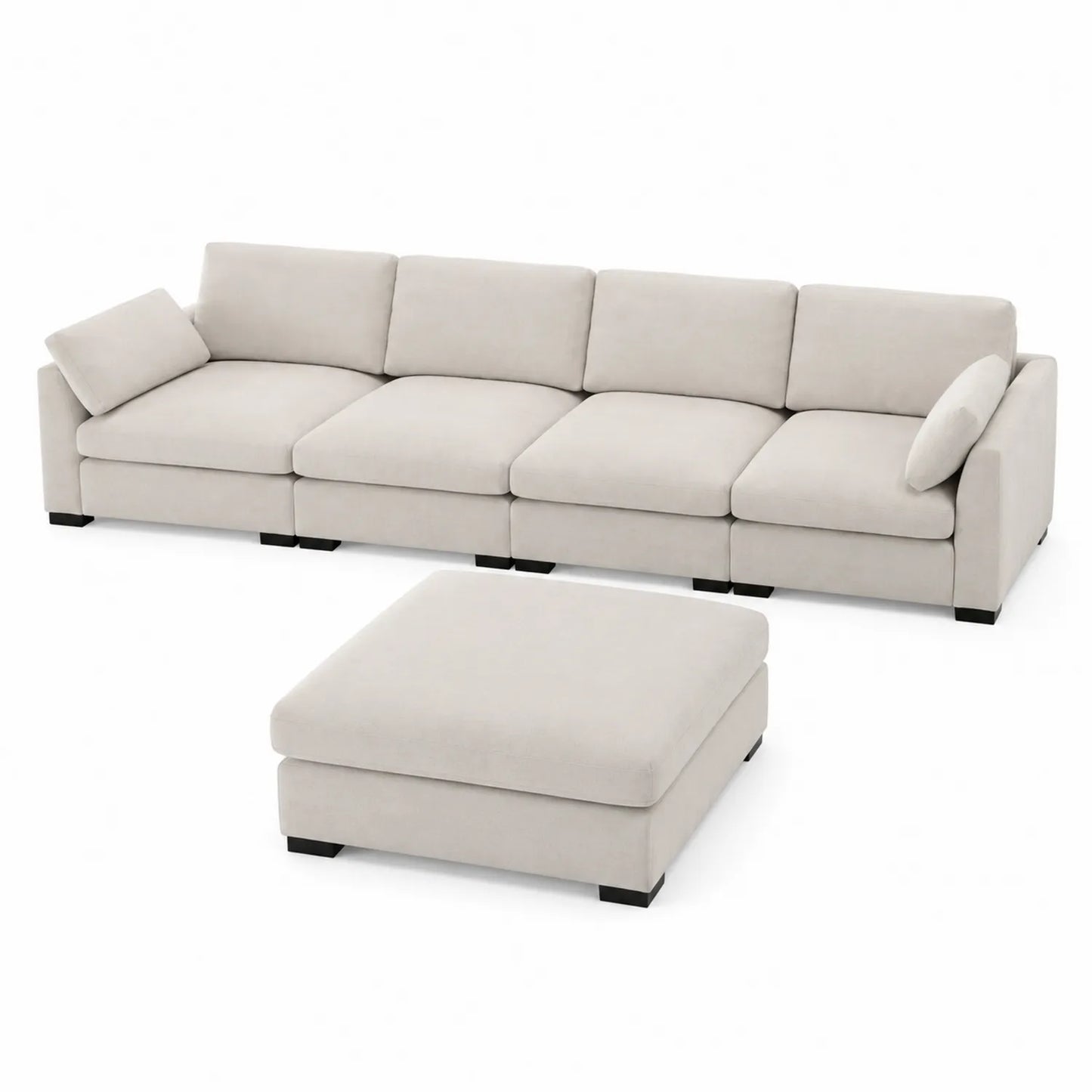 Canapé d'angle en tissu Beige avec repose-pieds, 250 cm
