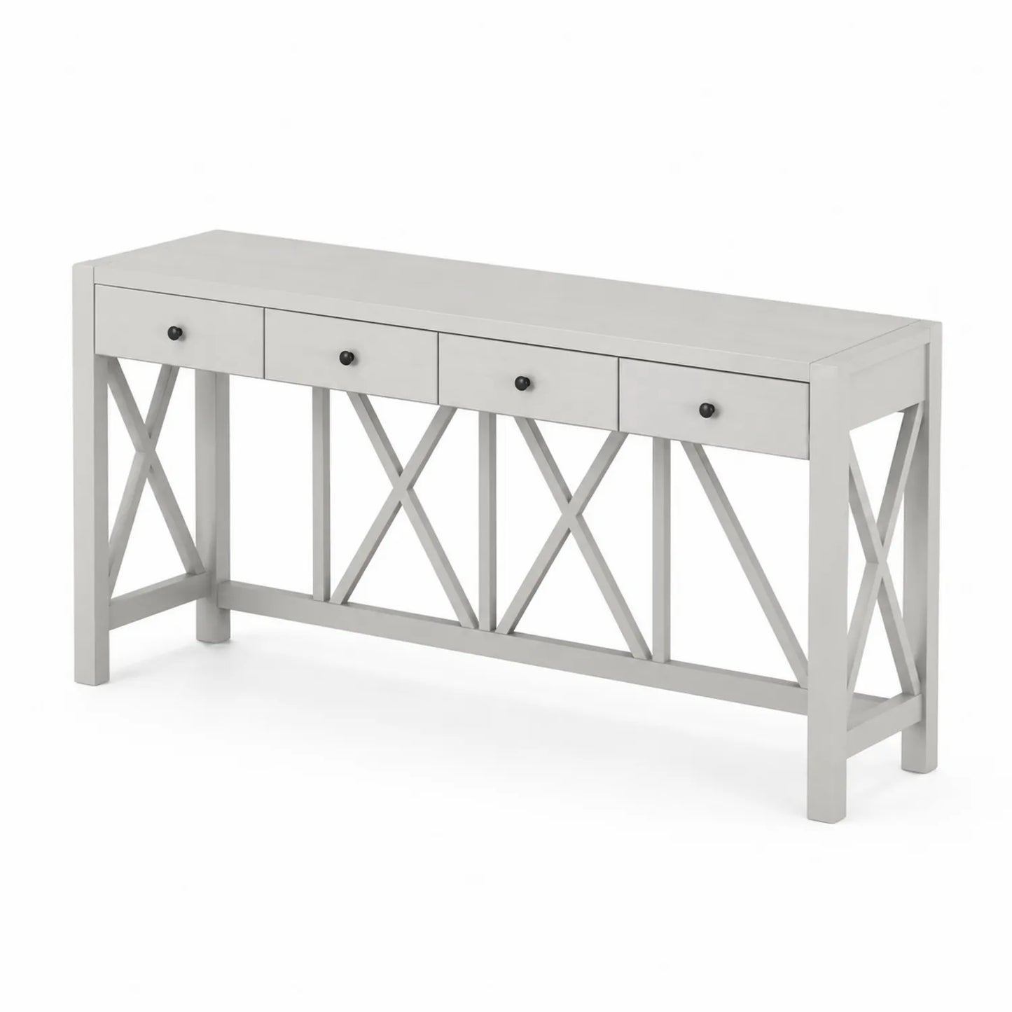 Console en bois avec 4 tiroirs Gris 120x35x80 cm