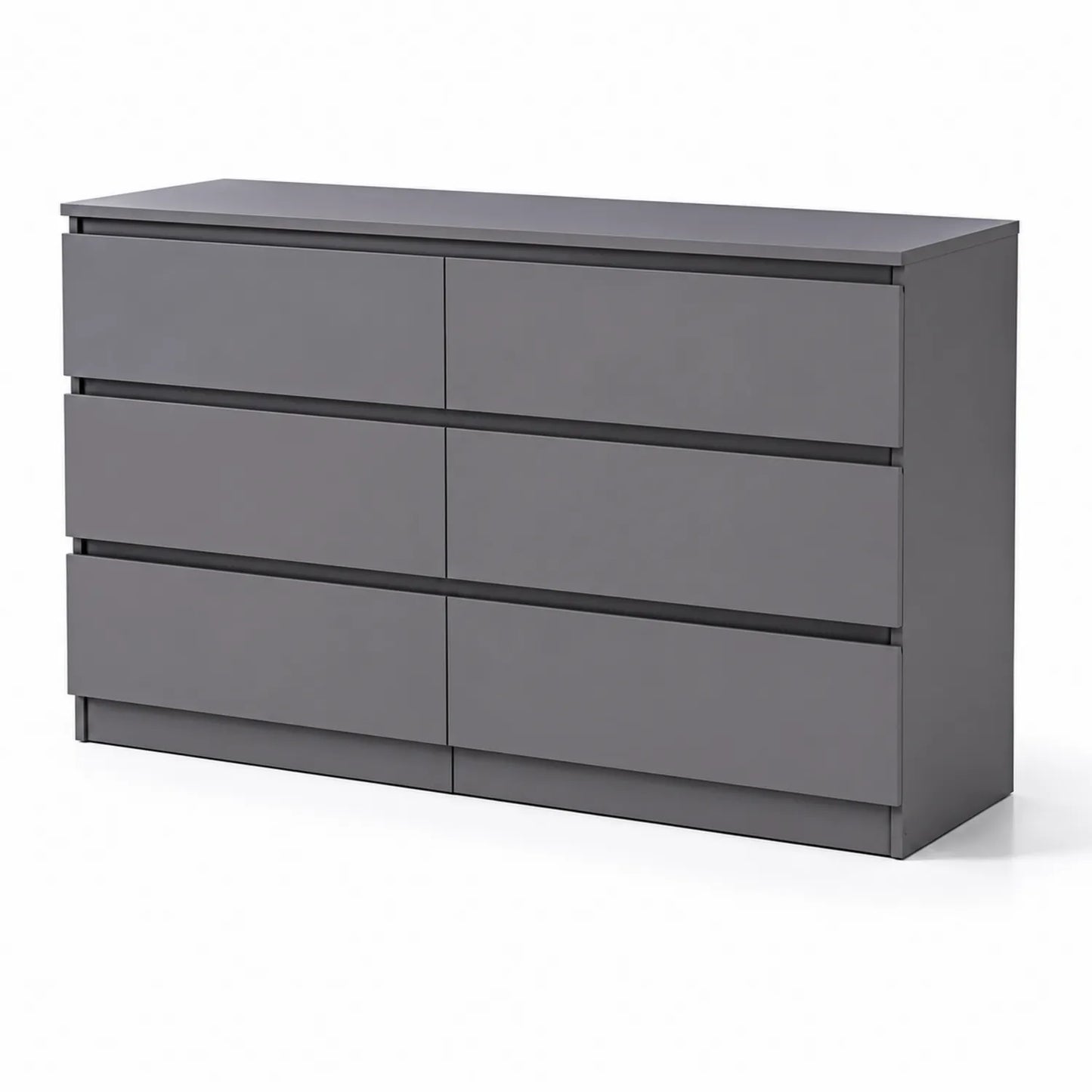 Commode 6 Tiroirs en Bois Gris