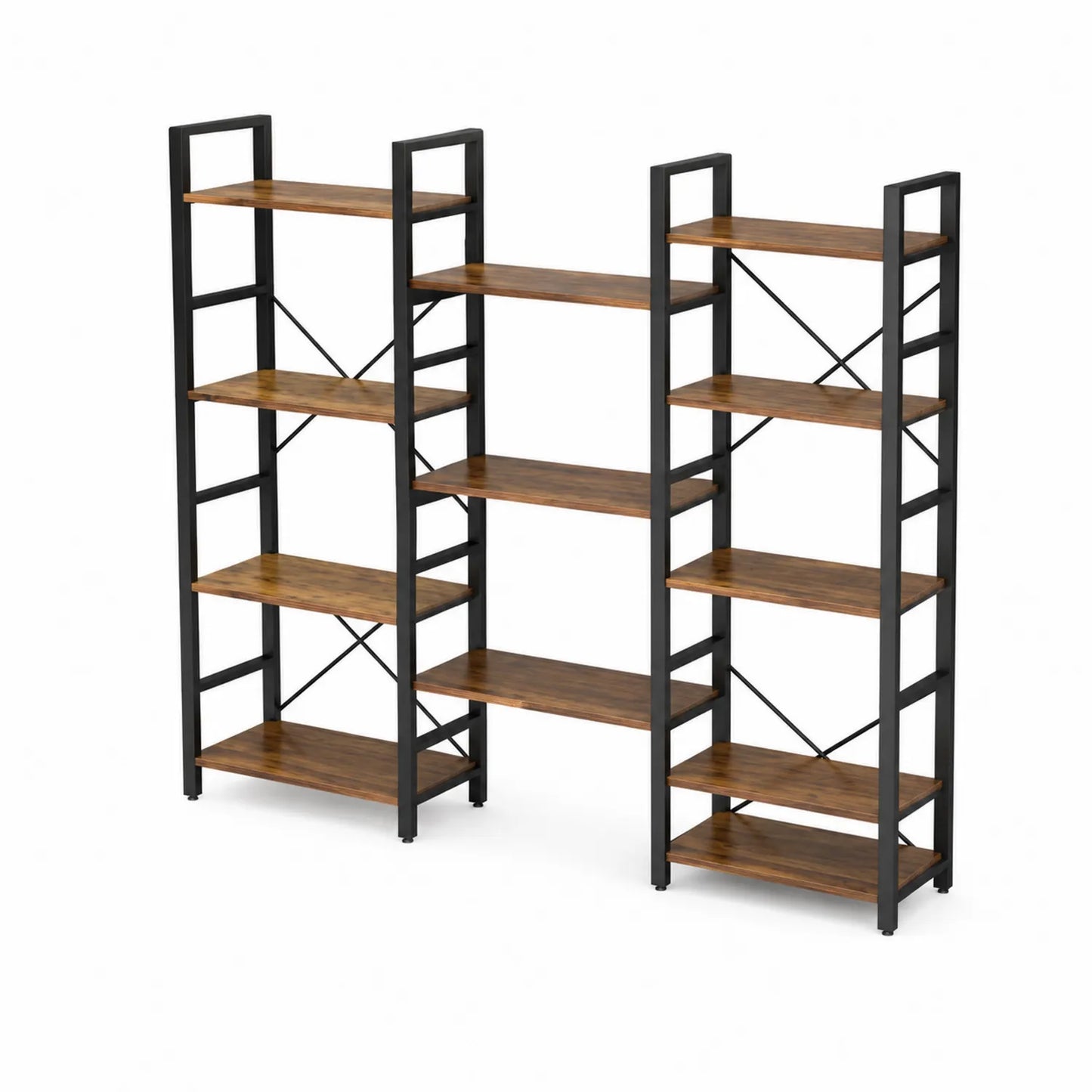 Bibliothèque étagères en bois et métal 180x150x30 cm