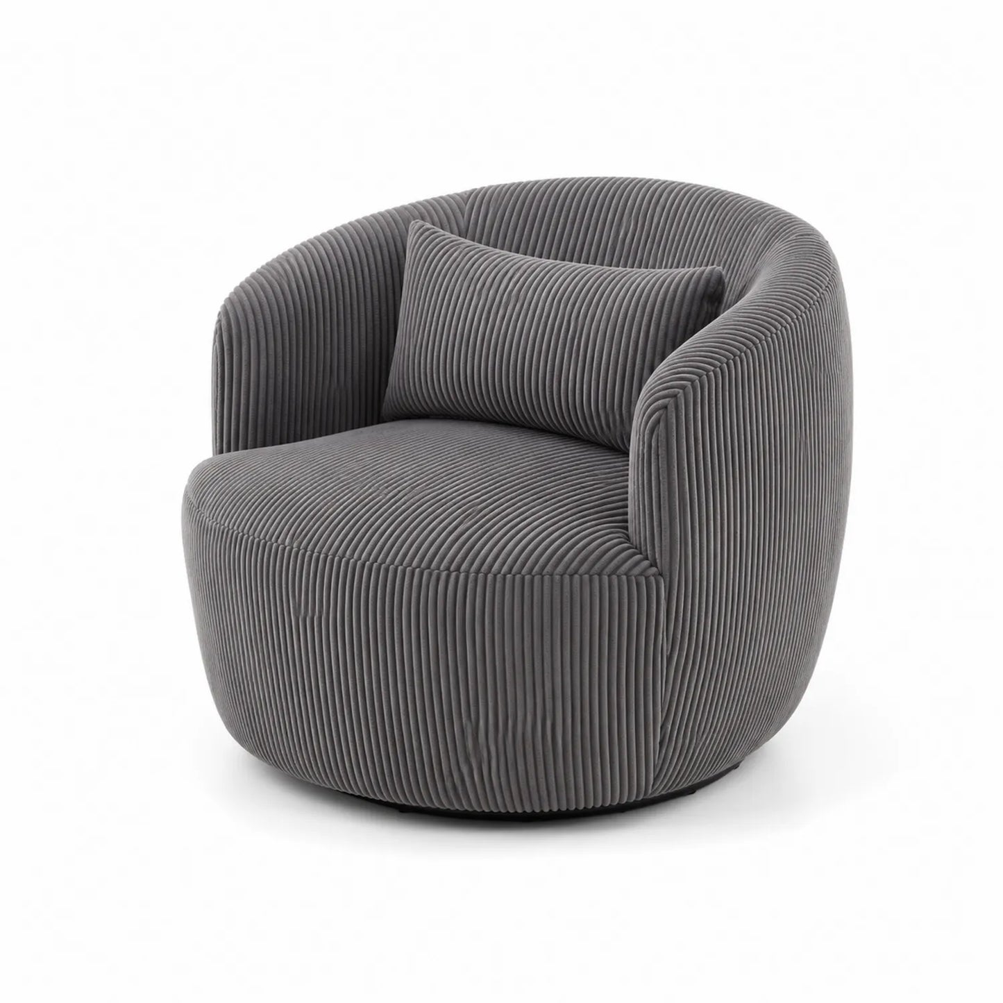 Fauteuil en velours côtelé gris avec coussin