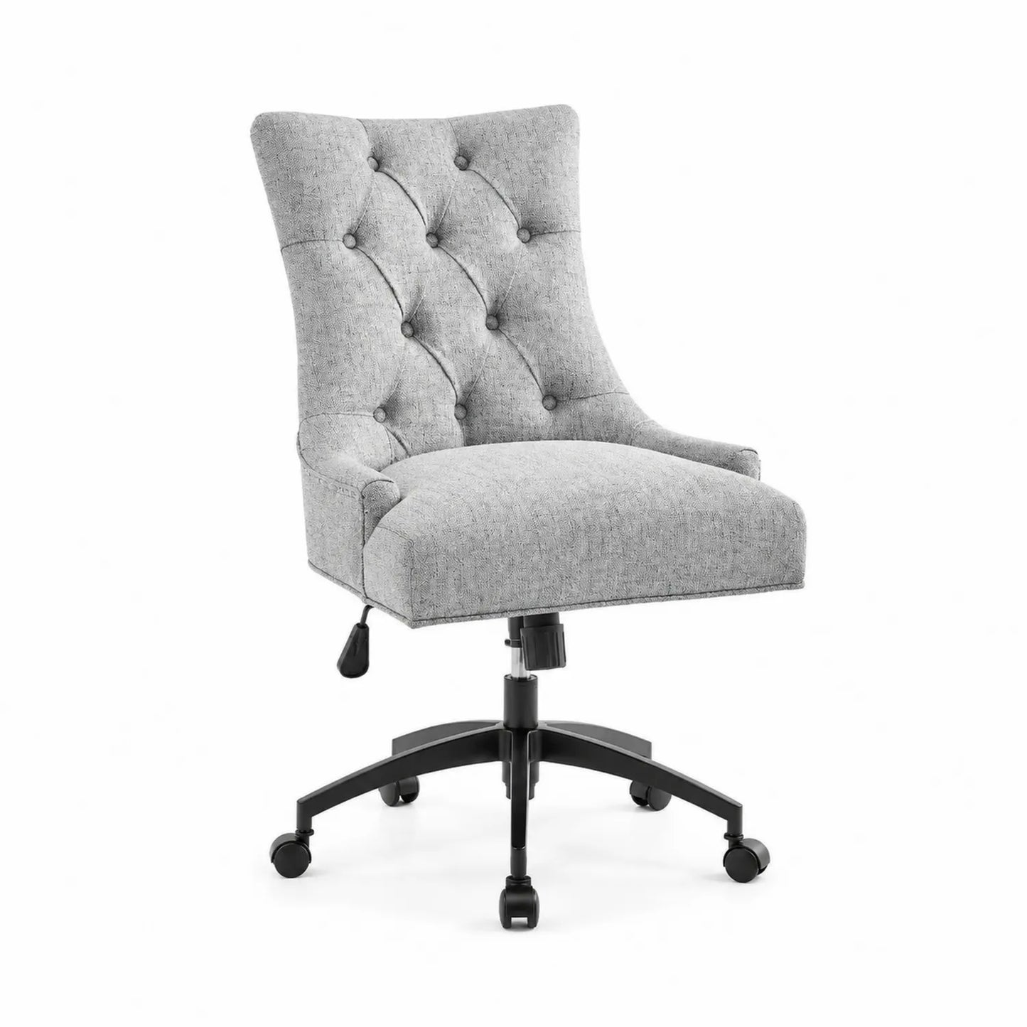 Chaise de bureau réglable en tissu gris avec base en métal noir