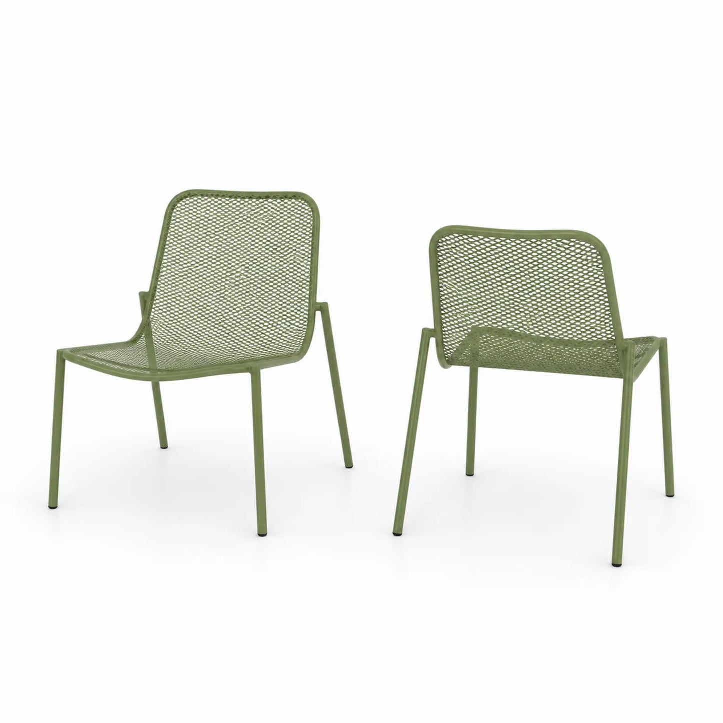 Chaises d'extérieur en métal vert, ensemble de 2