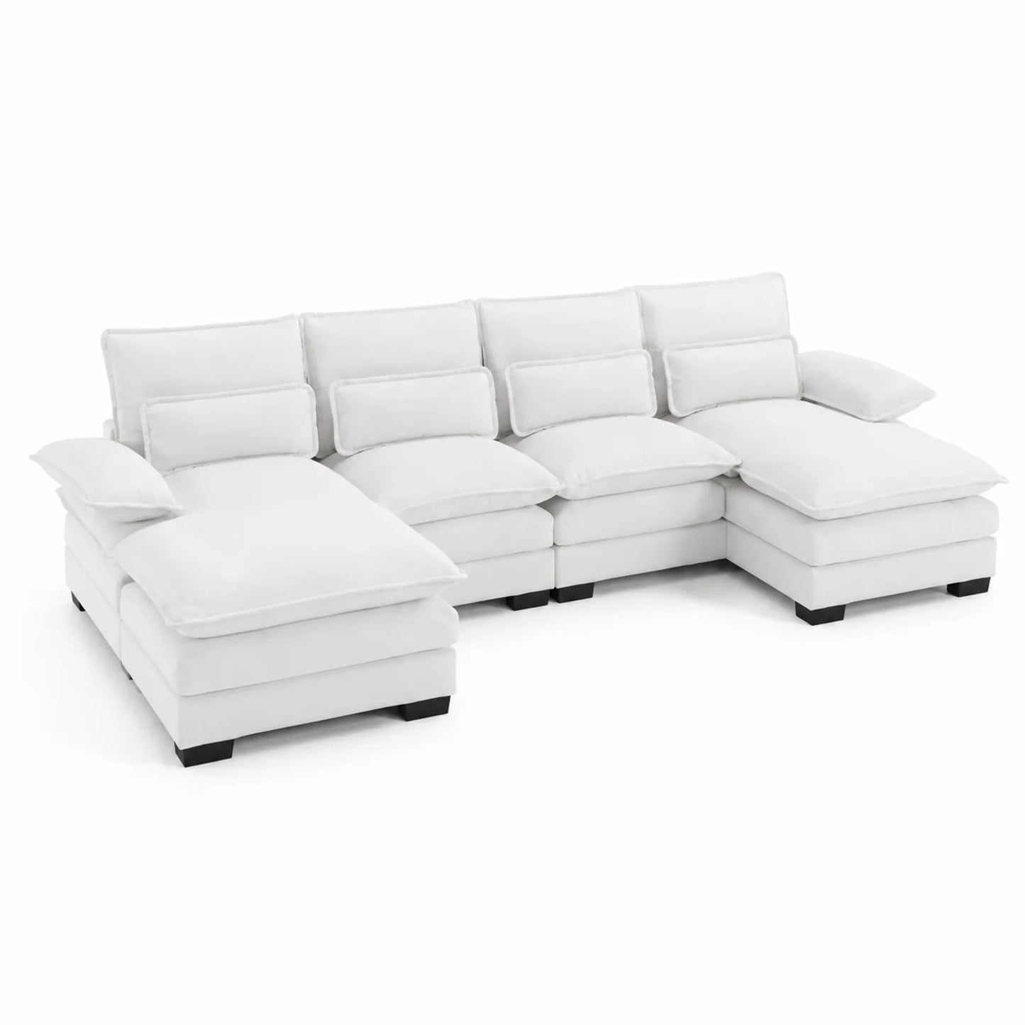 Canapé d'angle en tissu blanc avec méridienne