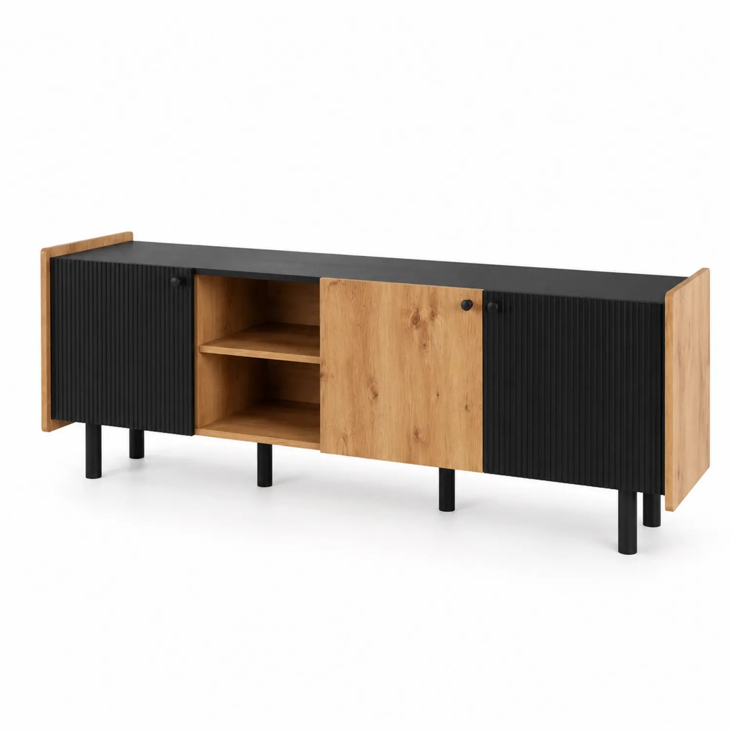 Meuble TV en bois et métal avec étagères