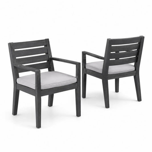 Chaises en bois avec coussins en polyester gris clair