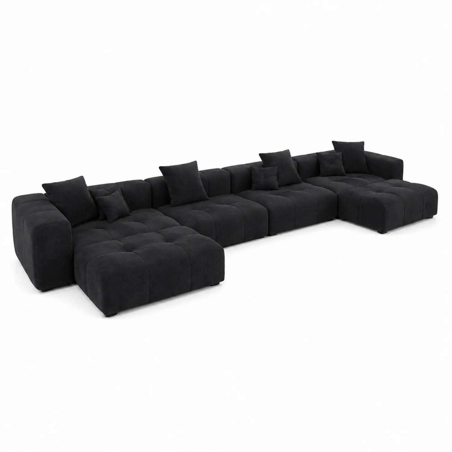 Canapé d'angle modulable en tissu polyester Noir