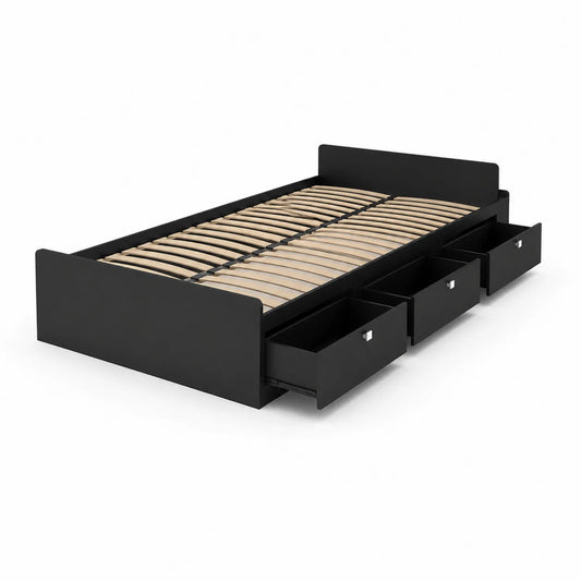 Lit simple en bois avec tiroirs 200x90 cm