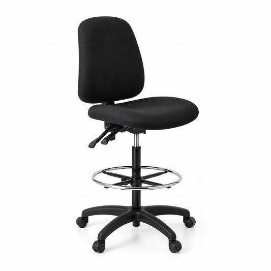 Chaise de bureau en métal et tissu Noir