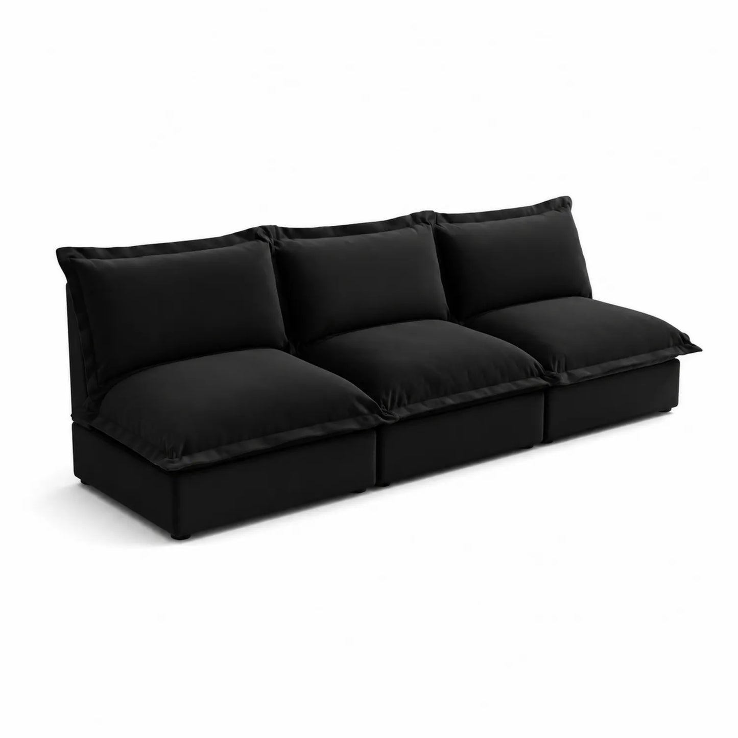 Canapé modulaire 3 places en tissu noir