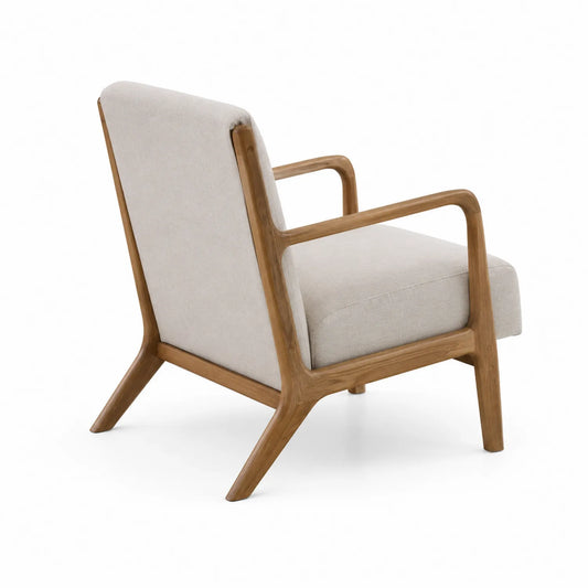 Fauteuil en bois et tissu polyester Beige