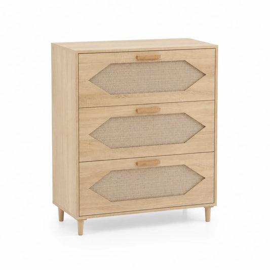 Commode en bois et rotin 80x40x100cm