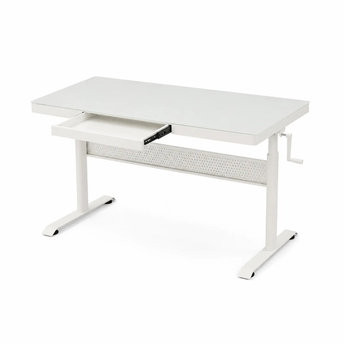 Bureau réglable en métal avec tiroir blanc 120cm