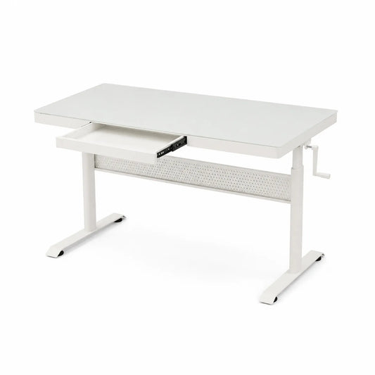 Bureau réglable en métal avec tiroir blanc 120cm