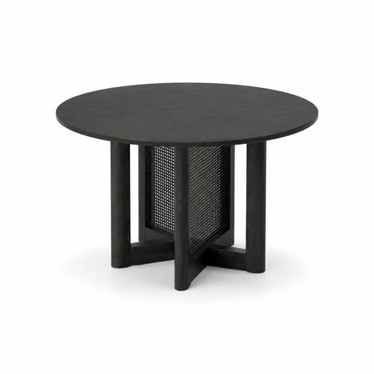 Table ronde en bois et métal noir 120cm
