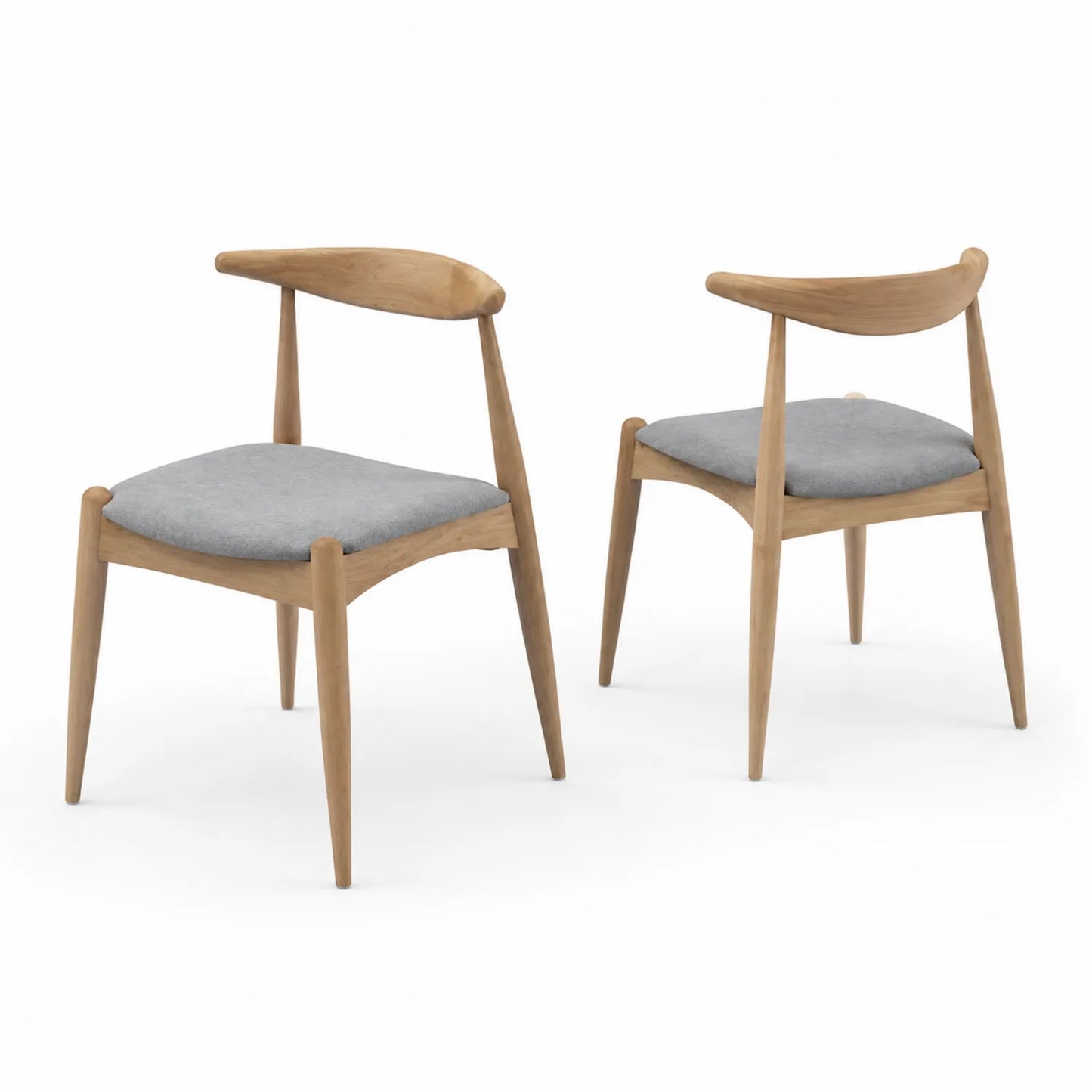 Chaises en bois avec assise en polyester gris, lot de 2