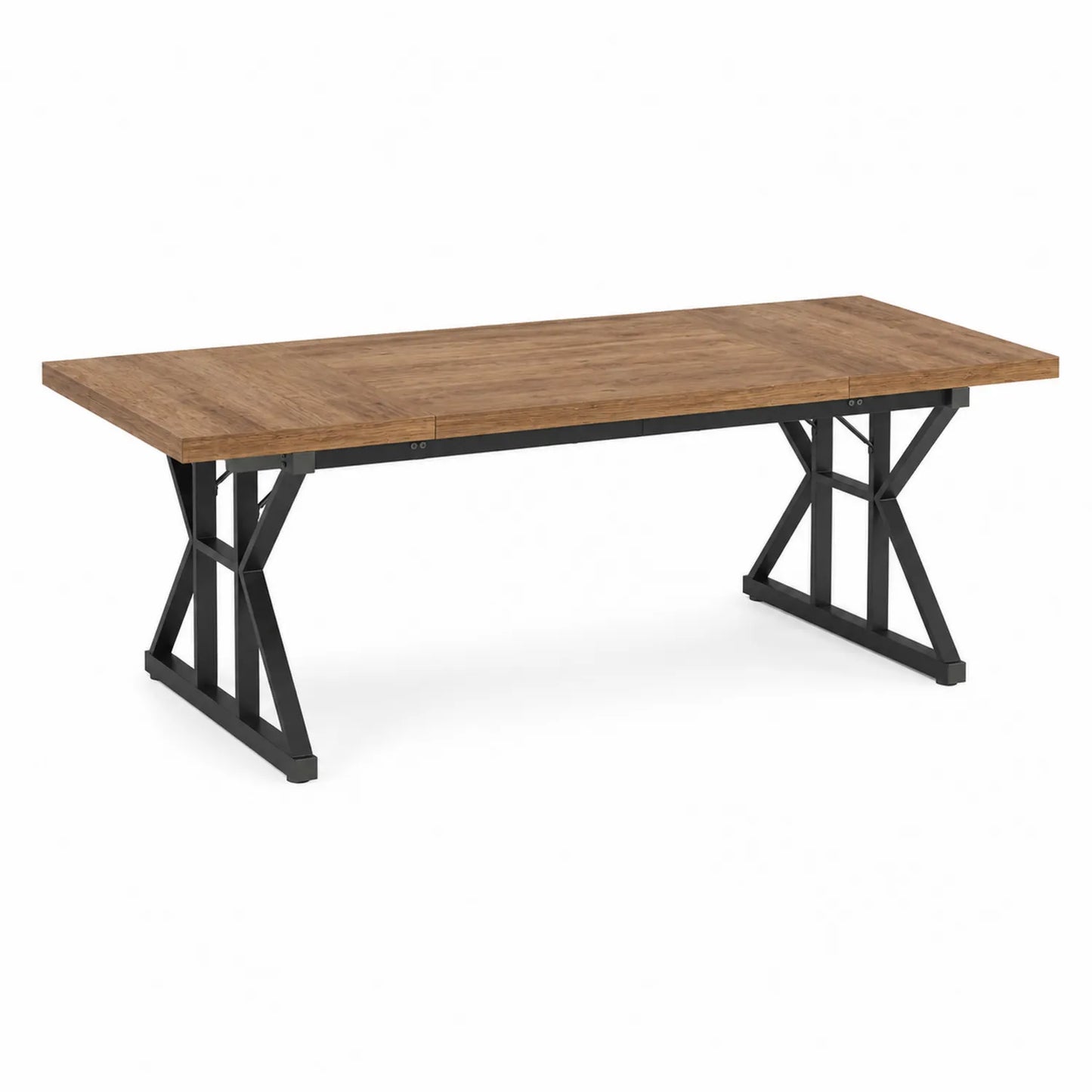 Table à manger rectangulaire en chêne et métal, 200x100x75 cm