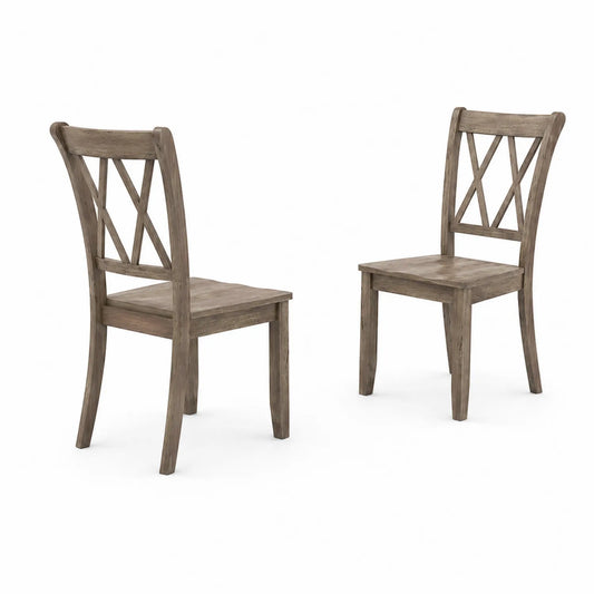 Chaises de salle à manger en bois de chêne gris (Lot de 2)
