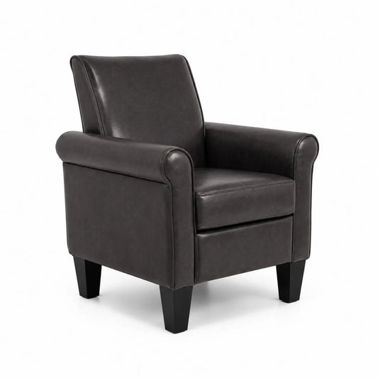 Fauteuil en Polyuréthane Noir avec Accoudoirs Rembourrés