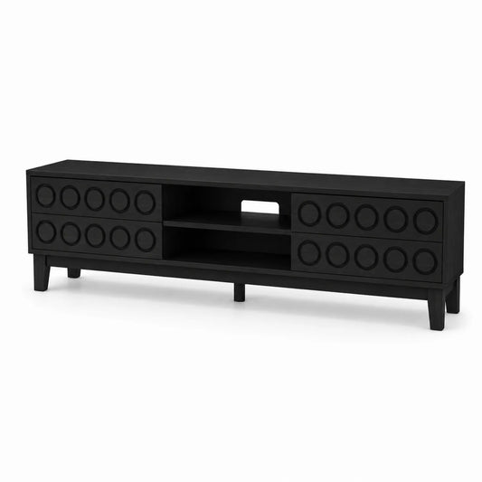 Meuble TV en Bois MDF Noir avec Étagères 160 cm