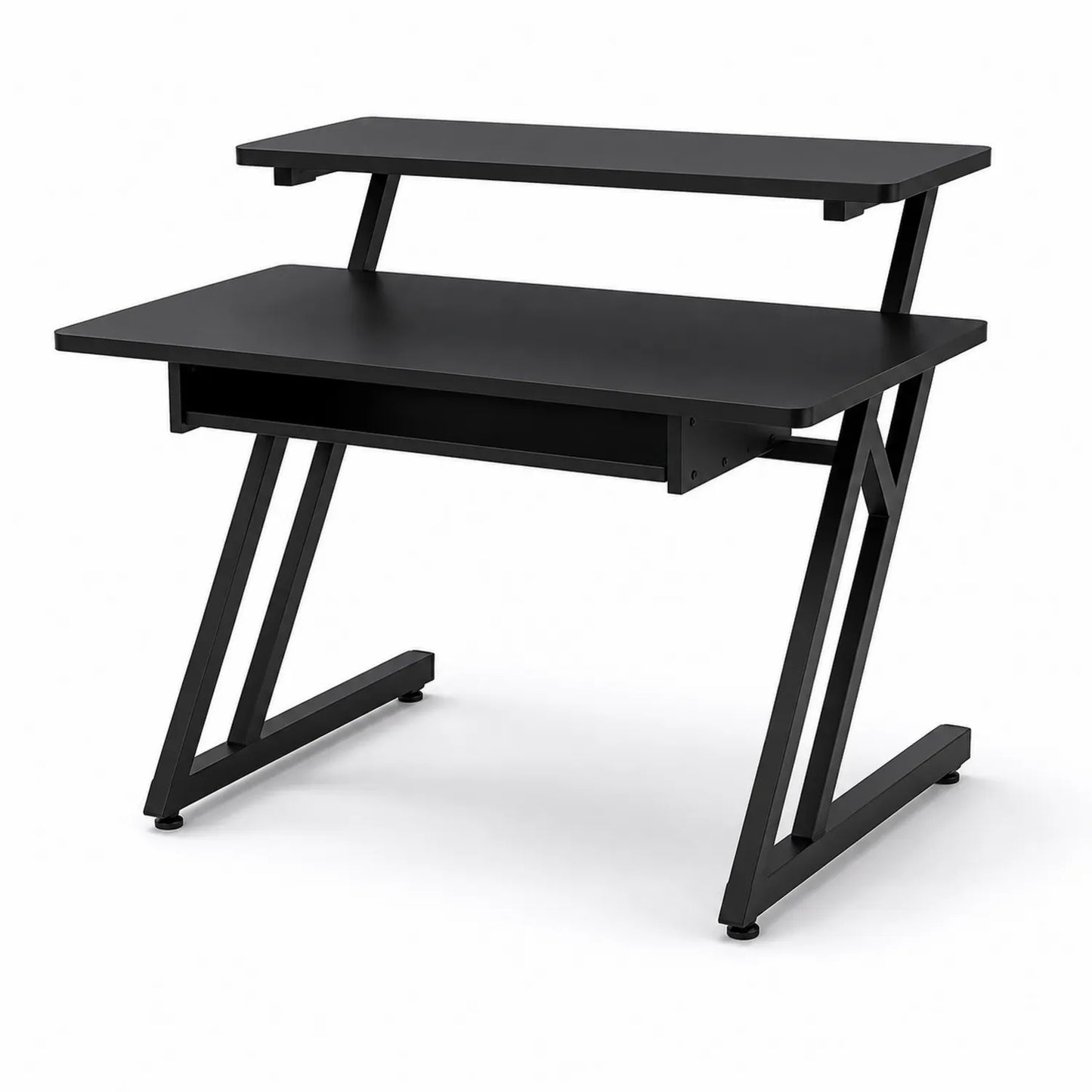 Bureau en MDF et métal noir avec étagère