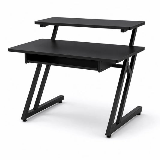 Bureau en MDF et métal noir avec étagère