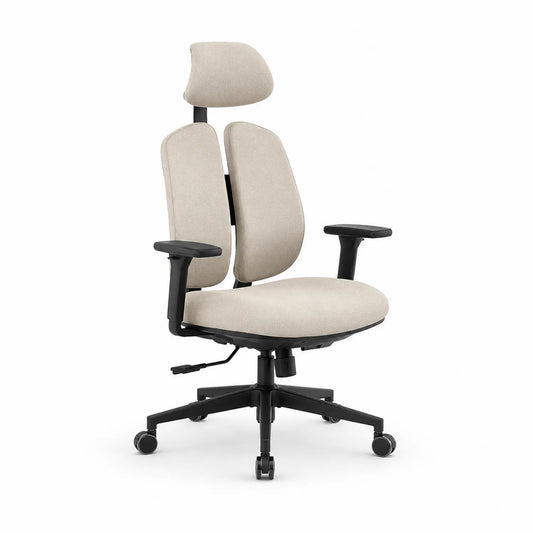 Chaise de bureau ergonomique en tissu polyester beige