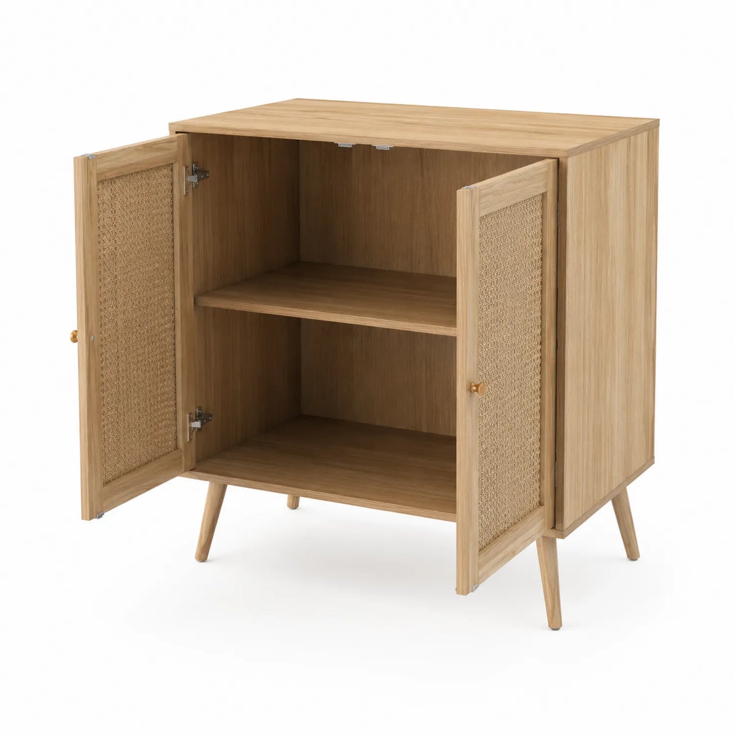 Buffet en bois avec portes en rotin 80x40x90cm
