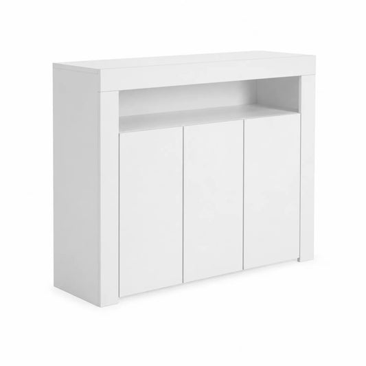 Buffet en Bois MDF Blanc avec 3 Portes