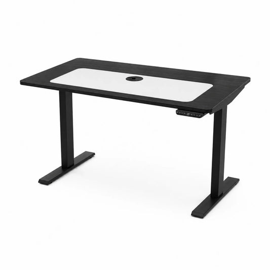 Bureau Réglable en Hauteur Noir et Blanc en Métal et MDF