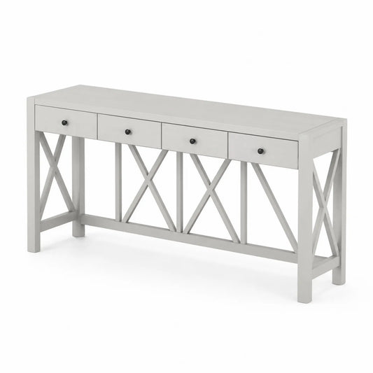 Console en bois avec 4 tiroirs Gris 120x35x80 cm