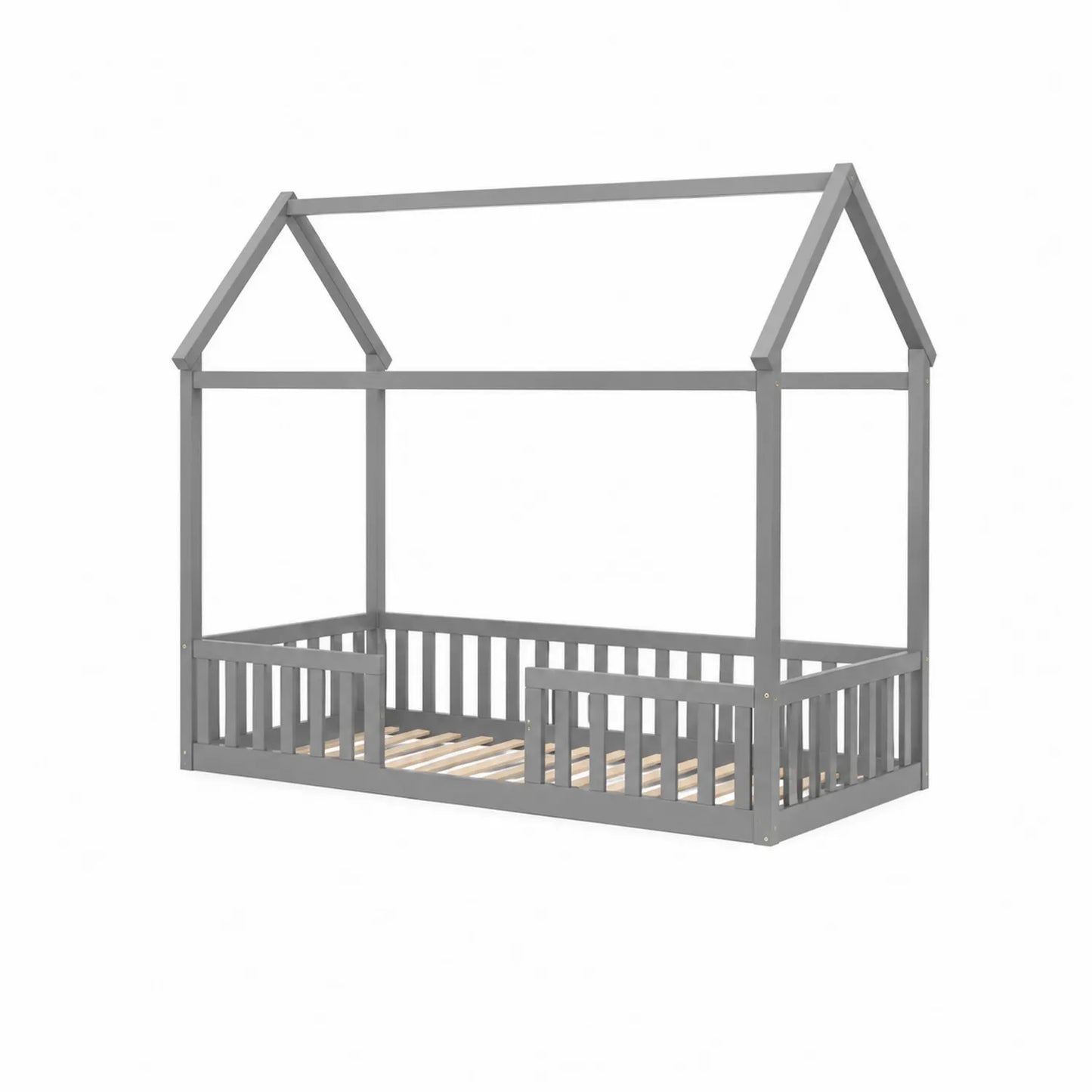 Lit cabane en bois de pin gris 90x200 cm
