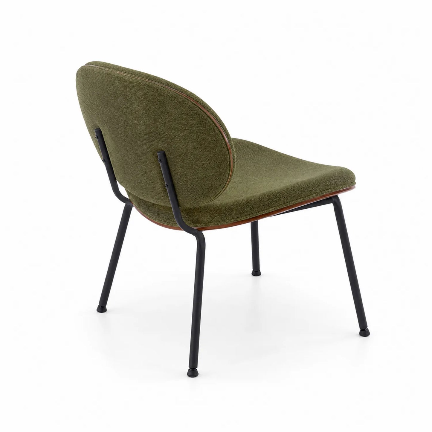 Chaise en tissu vert avec cadre en métal noir, 45 cm x 56 cm x 80 cm