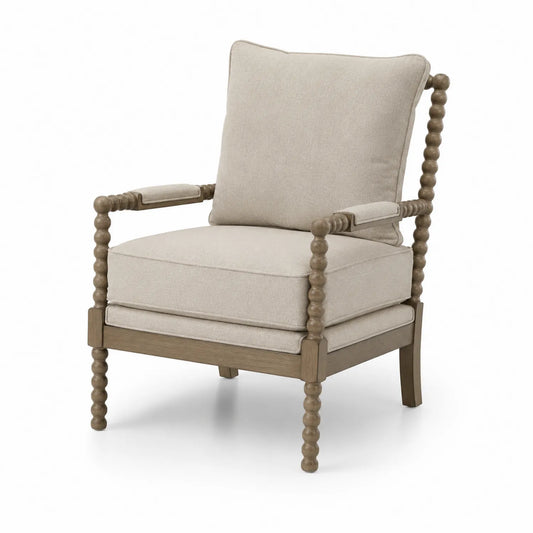 Fauteuil en bois avec tissu polyester beige