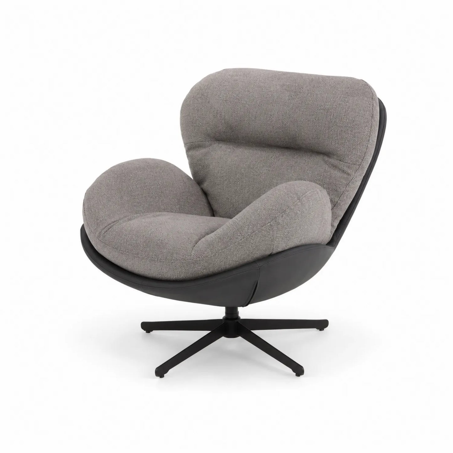 Fauteuil pivotant en tissu gris et cuir synthétique noir 80 cm