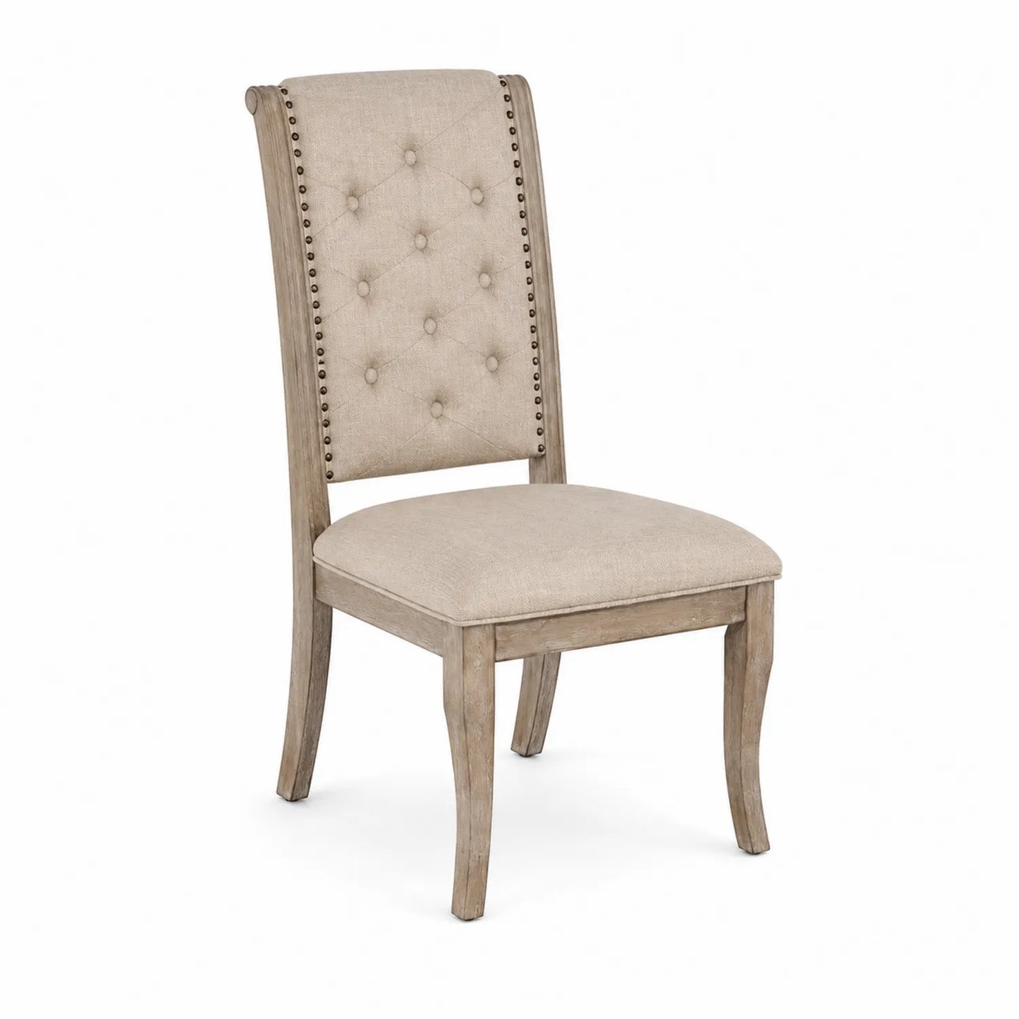 Chaise en bois avec tissu beige