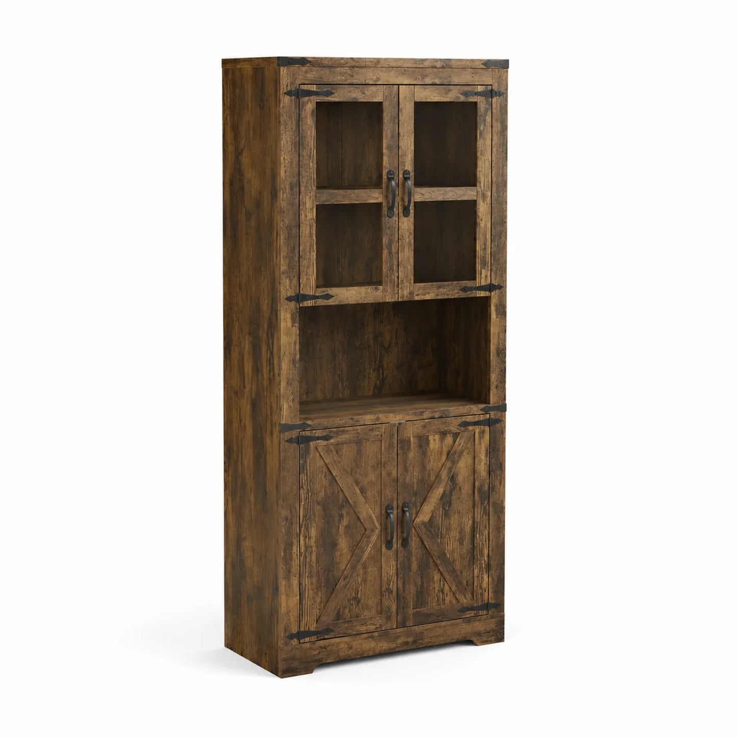 Bibliothèque en bois avec portes vitrées
