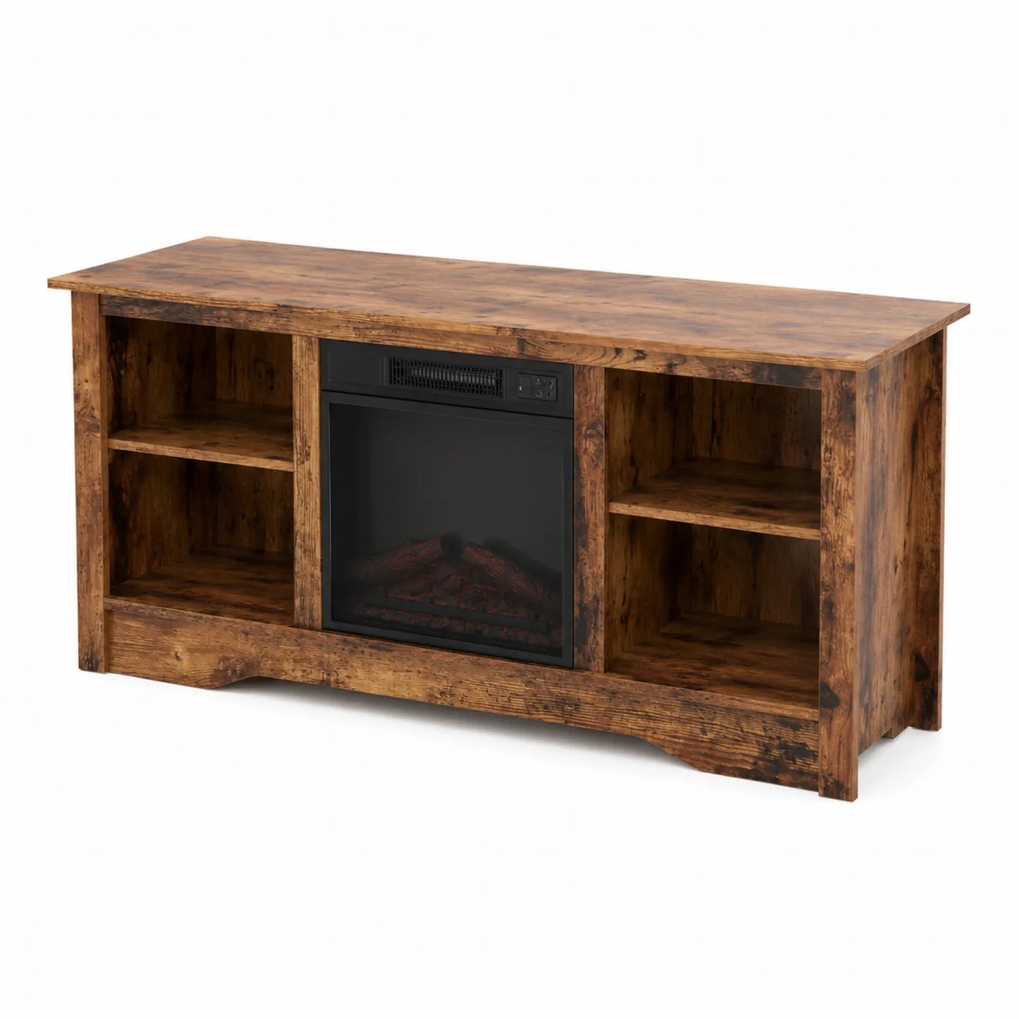 Meuble TV en Bois avec Cheminée Électrique Intégrée en Bois Aggloméré