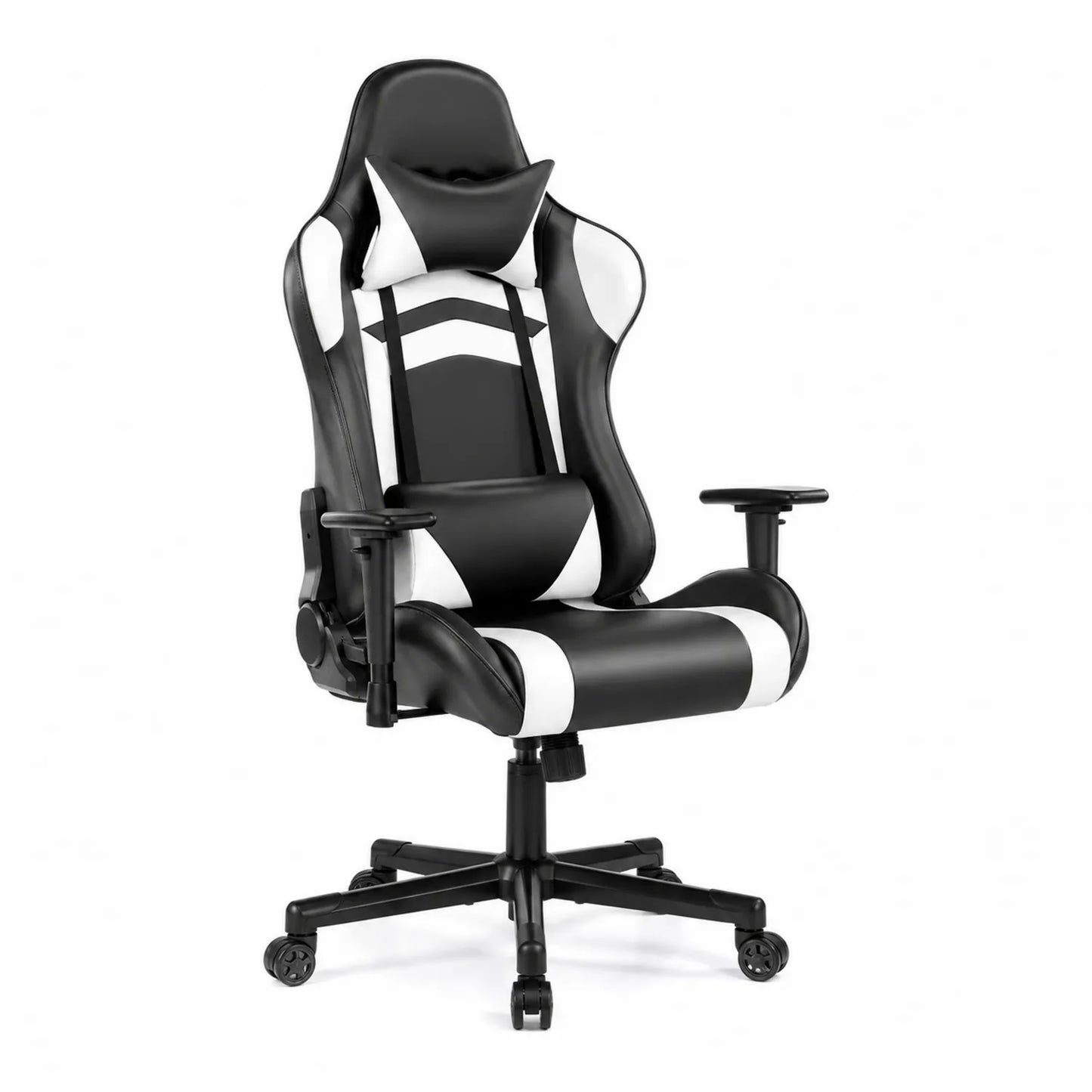 Chaise de bureau ergonomique noir et blanc en cuir synthétique